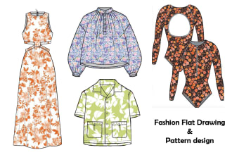 design technical drawings and tech pack for fashion design