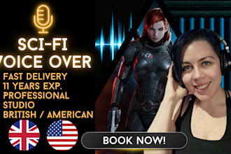 studio quality human female scifi video game voice over