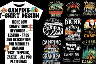 do eye catching hiking, camping trendy t shirt design