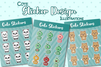 create cute kawaii and chibi sticker design