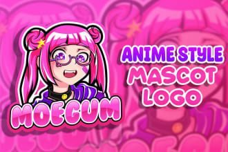 design anime style mascot logo with your own character