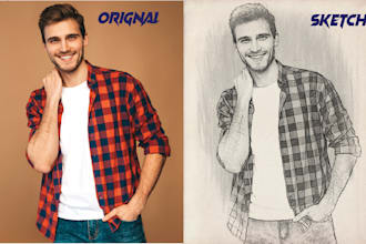 do realistic pencil illustration portrait drawing from photo