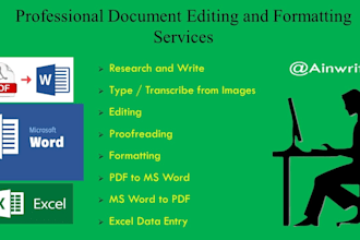type, write, proofread, edit, format ms word document