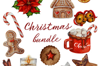 create watercolor christmas illustrations and icons