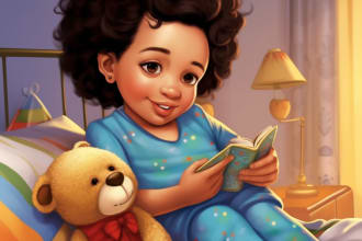 illustrate cute african american children book illustrations