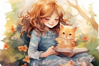 draw cute character in watercolor style