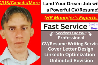 create UK, US, canada, europe, CV writing UK and cover letter