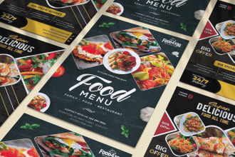 design food menu, flyer, poster, and instagram ads