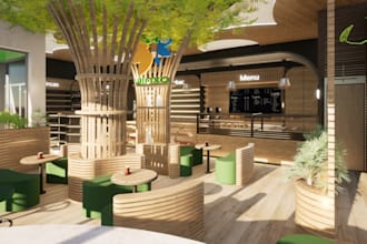 create interior and exterior restaurant,coffee design