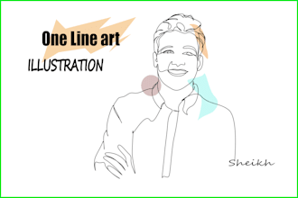 draw vector line art illustration, one line art 24 hours