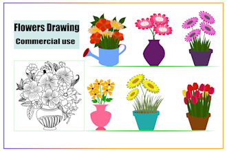 draw a single line illustration of a picture, flower, or plant