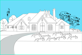 draw detailed building  and product line art illustration