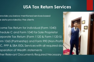 prepare and e file USA tax returns for individual, corporate and llc