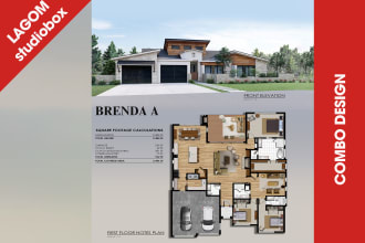 design a combo 2d, 3d floor plan, 3d renderings