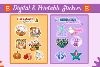create digital printable sticker designs for your etsy shop