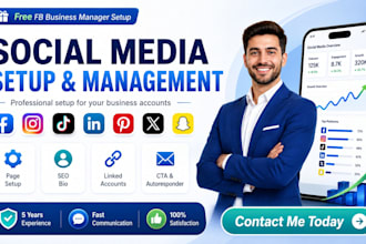 create and set up all social media accounts, manage social media pages