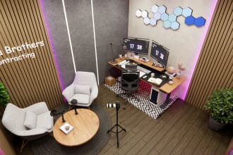 design gaming room interior and podcast recording room