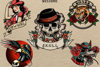 draw awesome traditional or old school tattoo styles