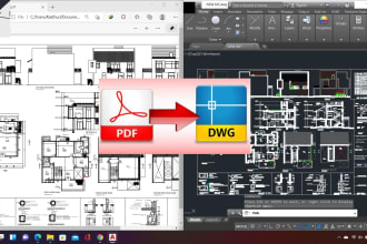 convert pdf, blueprint sketch, jpg into autocad, cad, dwg