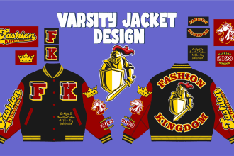 create streetwear custom varsity jacket, letterman, puffer coat design clothing