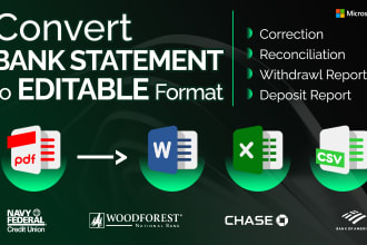 convert bank statement PDF to excel, CSV, google sheet