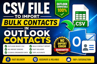 create a CSV to import bulk contacts in outlook contacts