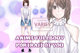 draw your oc as an anime character fullbody portrait