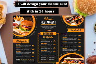 design eye catching menue card flyer card and menue card