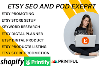 set up etsy print on demand store, do etsy pod shop product listing, etsy SEO