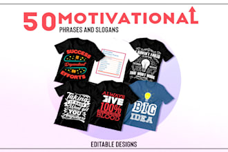 do 50 typography bulk t shirt design and graphic tshirt for motivational quotes