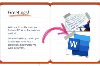 retype or convert handwritten notes, book pages and screenshots to ms word