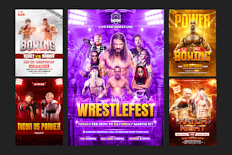 make boxing, wrestling, gym, yoga, sports, football, fitness, posters and flayer