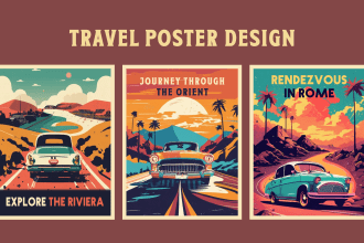 design travel poster in retro vintage style