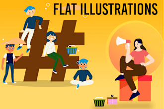 do all kind of flat vector illustration, flat design, avatar, icon, clipart