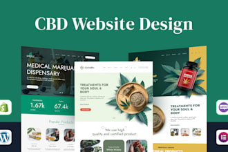 design cbd oil, marijuana cannabis hemp website design or shopify store design