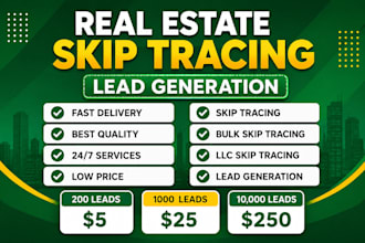 do bulk  and llc skip tracing for real estate business
