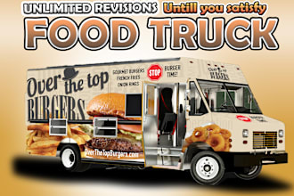 design stunning food truck wrap,truck wrap,vehicle wrap