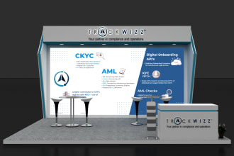 design and render 3d exhibition stalls,booth,stand,kiosk