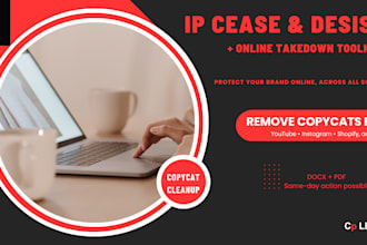 write your IP infringement notice for youtube, instagram, shopify takedown pack