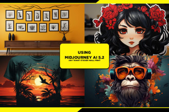 create any tshirt sticker wall print design for your store using midjourney ai