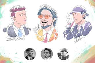 draw a line illustration of your minimalist portrait