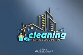 design cleaning service logo with flyer and business cards