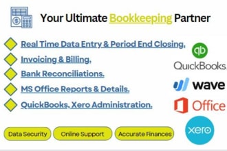 manage bookkeeping, bank reconciliations and accounting softwares