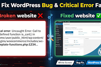 fix wordpress critical error, white screen and site bugs