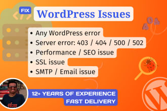fix wordpress issues, server errors quickly and provide wp help