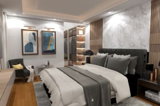 design the bedroom, laundry in 3d