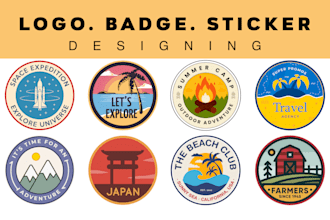 design circular round logo, sticker, badge, patch, label