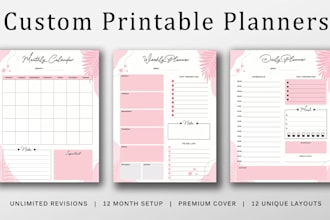 design minimalistic printable planner,  journal, and notebook