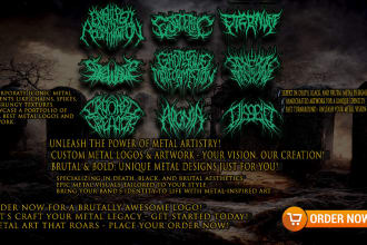 create black,death,thrash metal band logo and t shirt desing