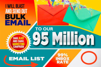 send 200 millions bulk email blast, email marketing campaign to inbox and SMS